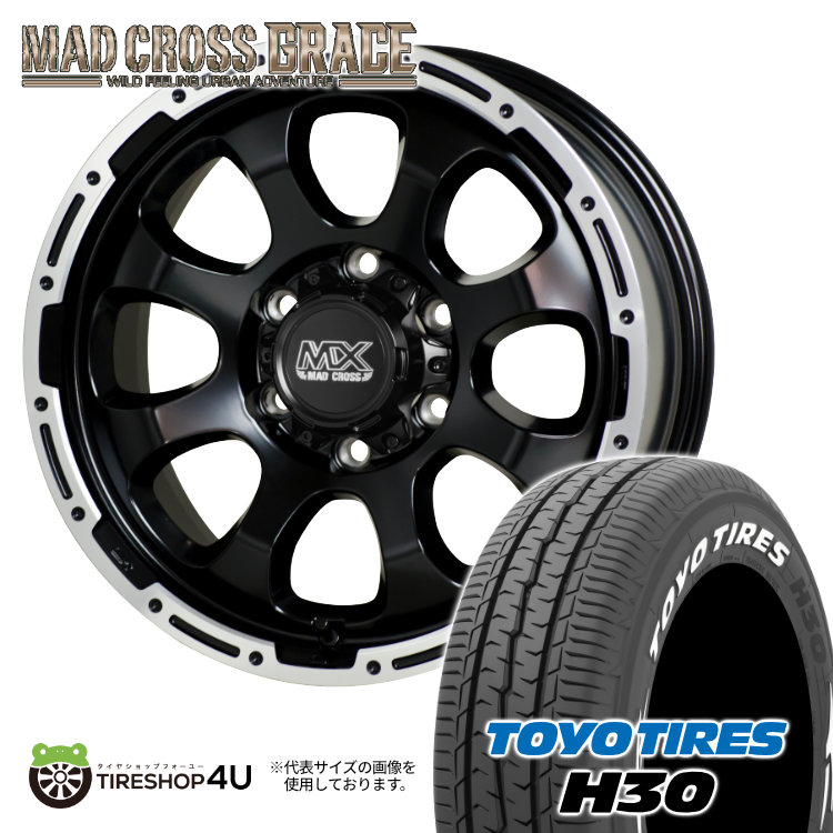 4本セット MAD CROSS GRACE 17x6.5J 6/139.7 +38 GB/P TOYO トーヨー H30 215/60R17 ホワイトレター ハイエース 200系 ワゴン :GRACE 116:TIRE SHOP 4U 4号店