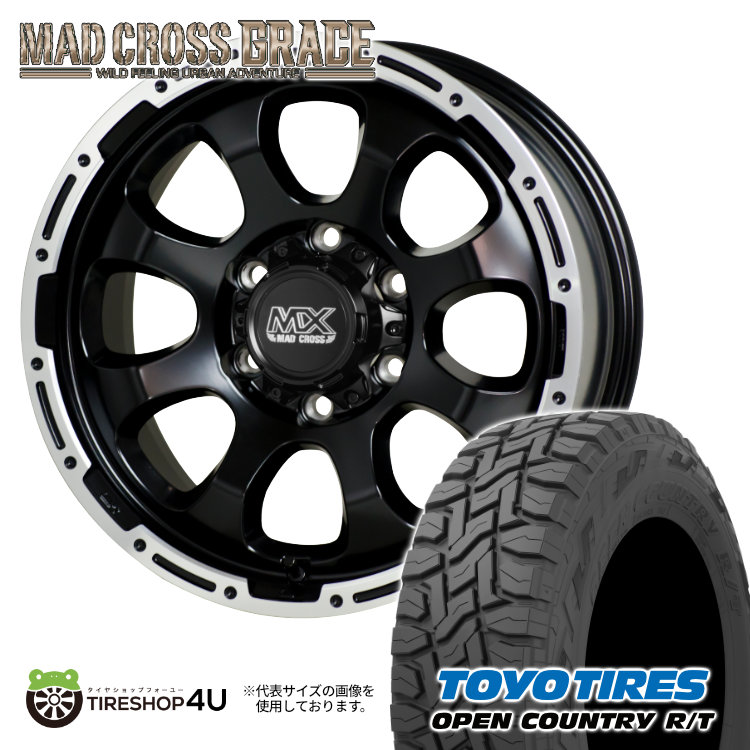 4本セット MAD CROSS GRACE 16x6.5J 6/139.7 +38 GB/P TOYO OPEN COUNTRY R/T 215/70R16 ブラックレター ハイエース 200系 ワゴン :GRACE 255:TIRE SHOP 4U 4号店