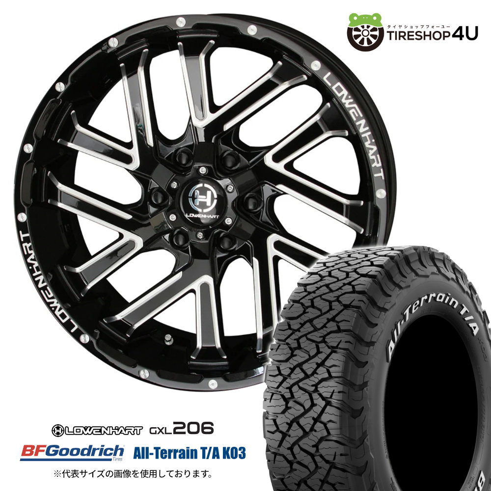 4本仕掛ける LOWENHART GXL206 17x8.0J 6/139.7 +20 BFGoodrich All-Terrain T/A KO3 285/70R17 白いこと雁の使い プラド リフトアップカスタム 車、バイク、自転車-夏タイヤ、ホイールセット-自動車