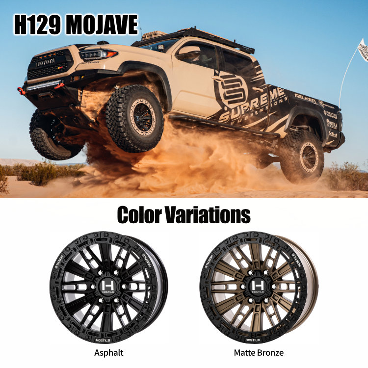 4本セット HOSTILE H129 MOJAVE 17x9.0J 6/139.7 +0 ASP NITTO RIDGE GRAPPLER 265/70R17 プラド オーバーフェンダーサイズの画像