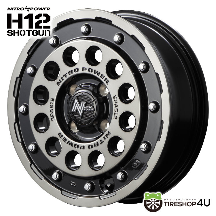 ナイトロパワー H12ショットガン 14x4.5J 4/100 +45 BCMC ヨコハマ ジオランダー X-AT G016A 145R14 BL 軽トラ 軽バン カスタム車の画像