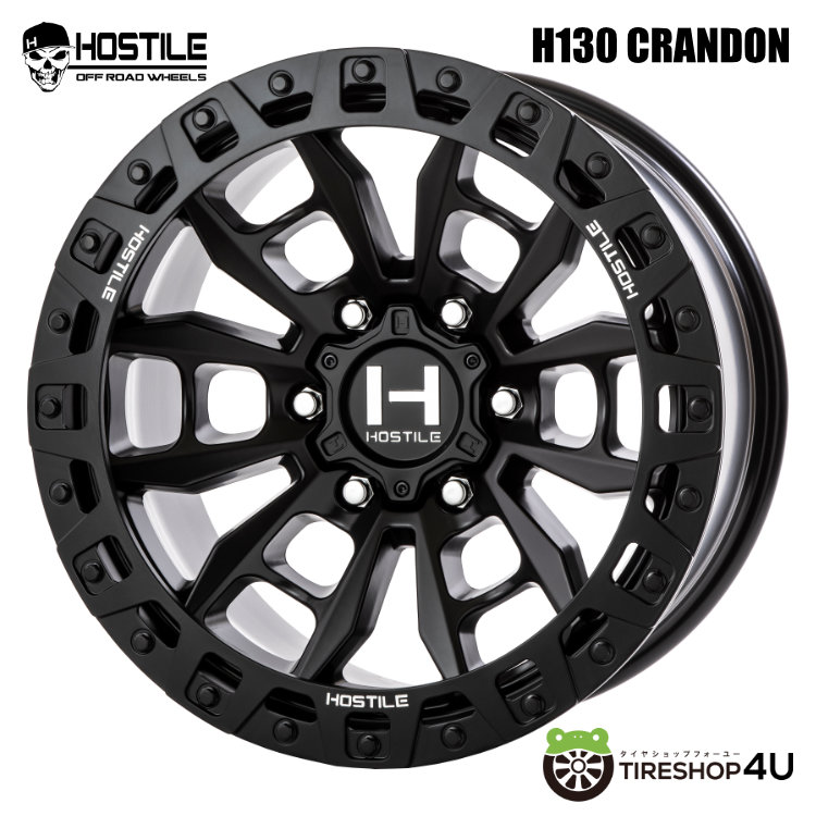 4本セット HOSTILE H130 CRANDON 17x9.0J 6/139.7 +0 ASP NITTO RIDGE GRAPPLER 265/70R17 プラド オーバーフェンダーサイズの画像