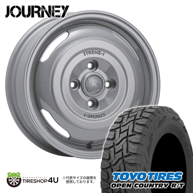 4本セット XTREME J JOURNEY 14x4.5J 4/100 +43 GRAY TOYO OPEN COUNTRY R/T 155/65R14 ブラックレター 軽自動車 N BOX ラパン スペーシア :JOURNEY 1445 4H100 43 GRAY OPEN RT 1556514:TIRE SHOP 4U 4号店