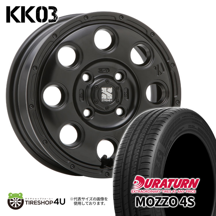 4本仕掛ける XTREME-J KK03 14x4.5J 4/100 +45 SBK DURATURN MOZZO 4S 165/55R14 軽自動車 手押し車R タント ミラ コントラルト ウェイク MR手押し車 夏タイヤ、ホイールセット-タイヤ、ホイール-車、バイク、自転車