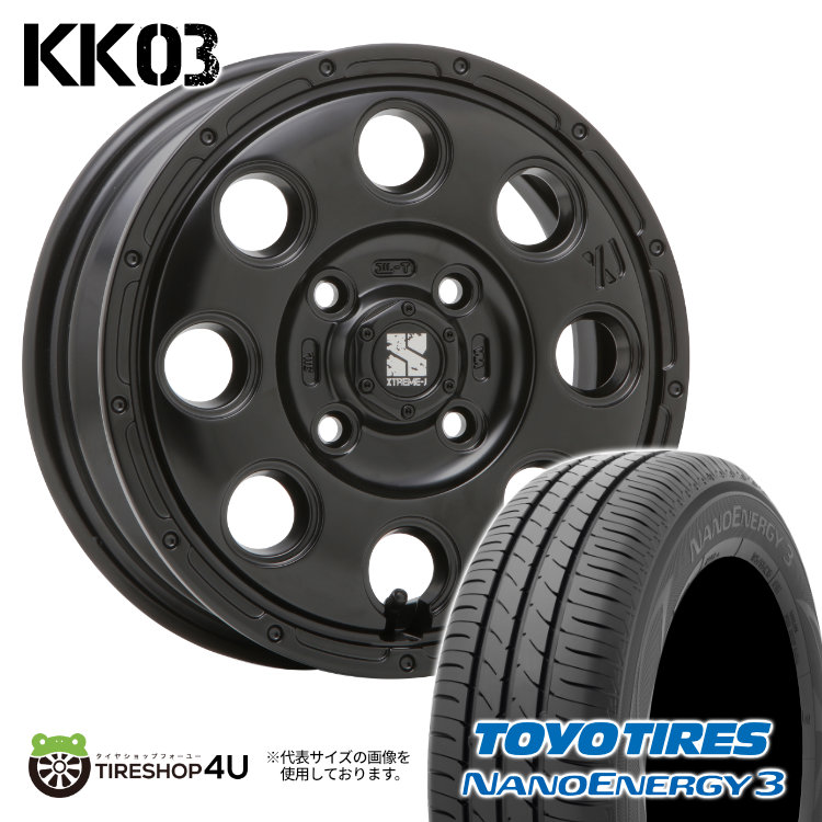 4本セット XTREME J KK03 15x4.5J 4/100 +45 SBK TOYO NANOENERGY 3 165/55R15 低燃費タイヤ 軽自動車 ムーヴ N BOX ワゴンR ラパン :KK03 1545 4H100 45 SBK NE3 1655515:TIRE SHOP 4U 4号店