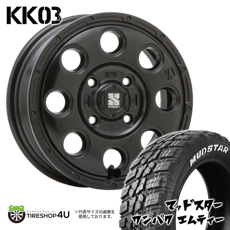 4本セット XTREME J KK03 14x4.5J 4/100 +45 SBK MUDSTAR wanpaku M/T 155/65R14 ホワイトレター N WGN アルト スペーシア EKクロス N BOX :KK03 040:TIRE SHOP 4U 4号店