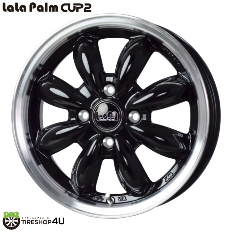 4本セット LaLaPalm CUP2 ララパーム カップ 14x4.5J 4/100 +45 BKP BRIDGESTONE NEWNO ニューノ 155/65R14 低燃費 軽自動車 N-BOX アルトの画像