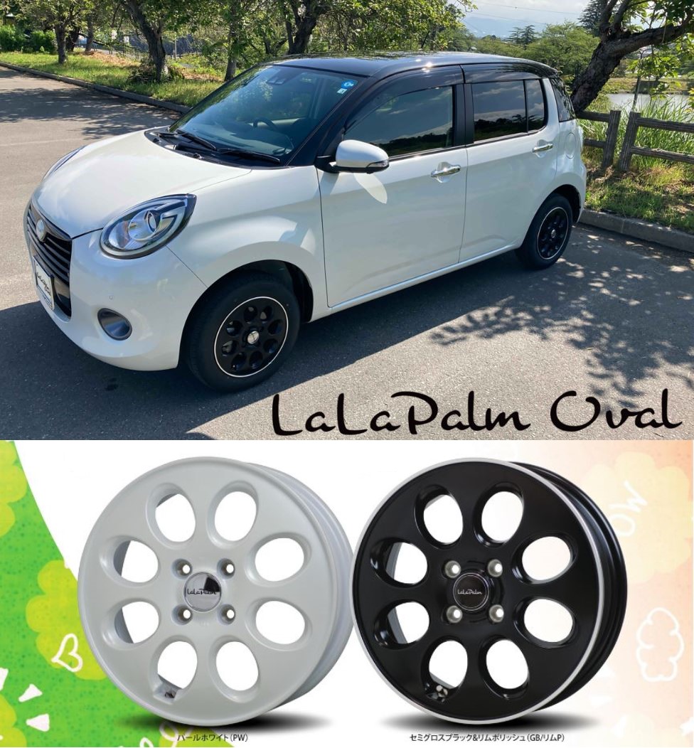 4本セット LaLaPalm oval ララパーム オーバル 14x4.5J 4/100 +45 GBP BRIDGESTONE NEWNO 155/65R14 軽自動車 N-BOX ラパン キャンバスの画像