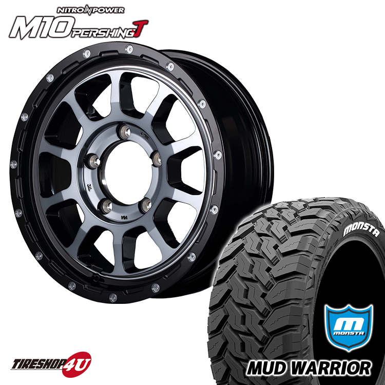 4本セット ナイトロパワー M10パーシング 16x6.0J 5/139.7 5 ブラッククリア MONSTA モンスタ マッドウォーリア M/T 215/70R16 シエラ :M10 1660 5H139 DCMC MUDWARRIOR 2157016 2:TIRE SHOP 4U 4号店