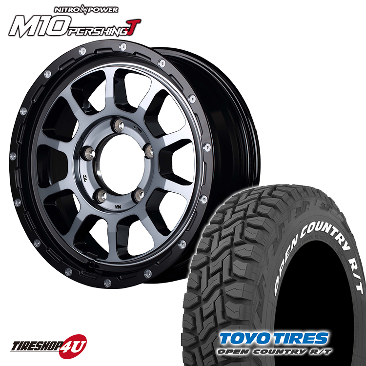 4本セット NITRO POWER M10 PERSHING 16x6.0J 5/139.7 5 ブラッククリア TOYO OPENCOUNTRY R/T 235/70R16 ホワイトレター ジムニーシエラ :M10 1660 5H139 DCMC OPEN RT 2357016:TIRE SHOP 4U 4号店