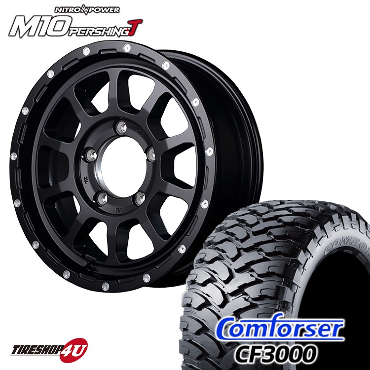 4本セット ナイトロパワー M10パーシング 16x6.0J 5/139.7 5 ブラック コンフォーサー CF3000 M/T 235/70R16 ジムニーシエラ JB74 JB43 :M10 1660 5H139 SGBK CF3000 2357016 2:TIRE SHOP 4U 4号店