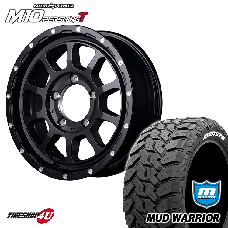 4本セット ナイトロパワー M10パーシング 16x6.0J 5/139.7 5 ブラック MONSTA モンスタ マッドウォーリア M/T 235/70R16 ジムニーシエラ :M10 1660 5H139 SGBK MUDWARRIOR 2357016 2:TIRE SHOP 4U 4号店