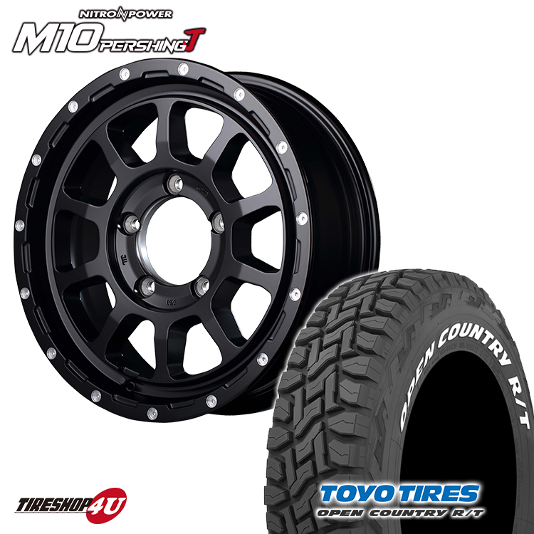 4本セット NITRO POWER M10 PERSHING 16x6.0J 5/139.7 5 ブラック TOYO OPENCOUNTRY R/T 225/70R16 ホワイトレター ジムニーシエラ :M10 1660 5H139 SGBK OPEN RT 2257016:TIRE SHOP 4U 4号店