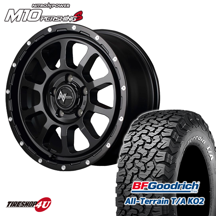 4本セット NITRO POWER M10 PERSHING 16x7J 5/114.3 +40 ブラック BFGoodrich All Terrain T/A KO2 215/70R16 ホワイトレター デリカD5 :M10 1670 5H114 SGBK KO2 2157016:TIRE SHOP 4U 4号店