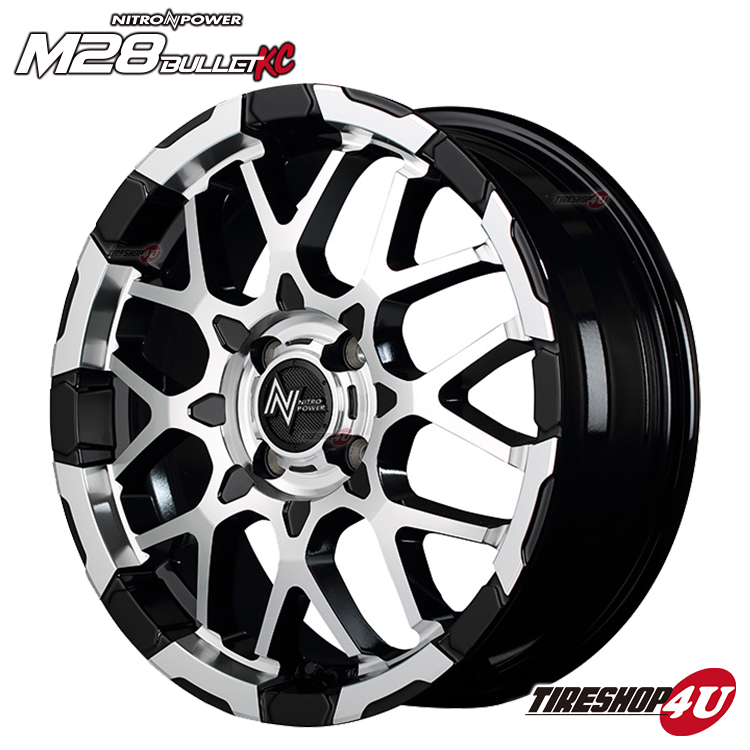ナイトロパワー M28バレット 15x5.0J 4/100 +48 BKMC ヨコハマ ジオランダー X-AT G016A 165/60R15 BL カスタム軽トラック アゲトラの画像