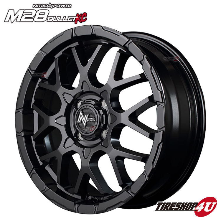 NITROPOWER M28BULLET 15x5.0J 4/100 +48 SGBK YOKOHAMA GEOLANDAR X-AT G016A 165/60R15 ブラックレター デリカミニ ハスラー 軽自動車の画像