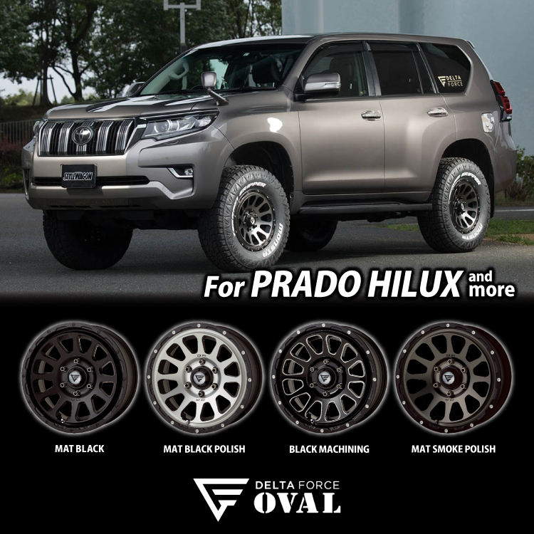 4本セット DELTAFORCE OVAL 17x8.0J 6/139.7 +20 MB NITTO RIDGE GRAPPLER 265/65R17 150系プラド FJクルーザー｜tireshop4u-4｜03