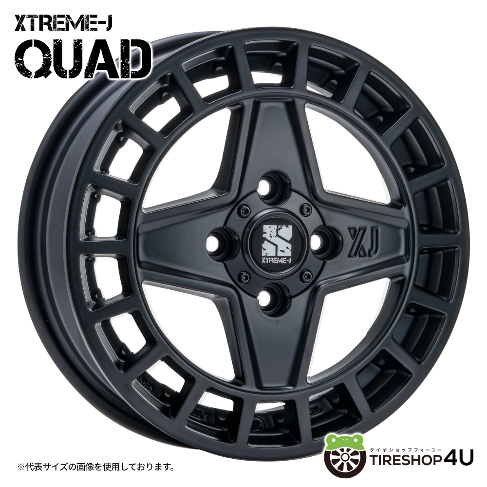 4本セット エクストリームJ クアッド QUAD 14x4.5J 4/100+45 SBK ヨコハマ ジオランダーX-AT G016A 145R14 BL 軽自動車 カスタム軽トラの画像