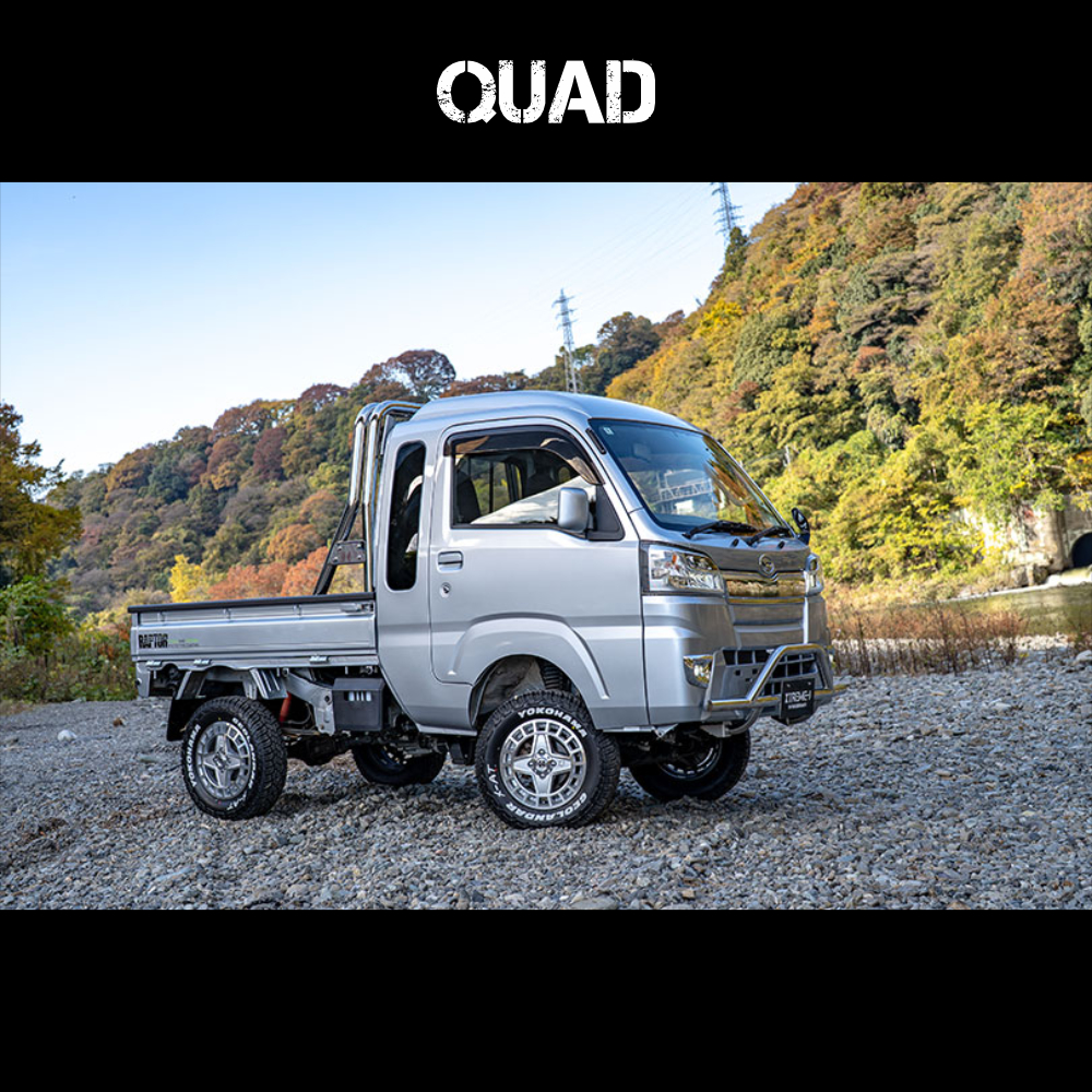 4本セット エクストリームJ クアッド QUAD 14x4.5J 4/100+45 SBK ヨコハマ ジオランダーX-AT G016A 145R14 BL 軽自動車 カスタム軽トラの画像