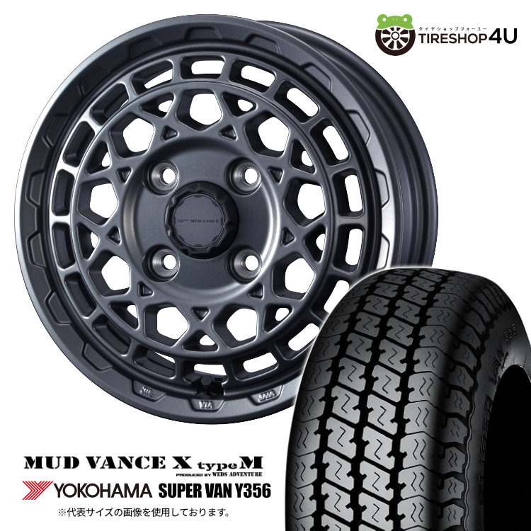 4本セット MUD VANCE X TypeM 12x4.00B 4/100 +40 MGM YOKOHAMA SUPER VAN Y356 145/80R12 軽トラ 軽バン エブリィ N-VAN
