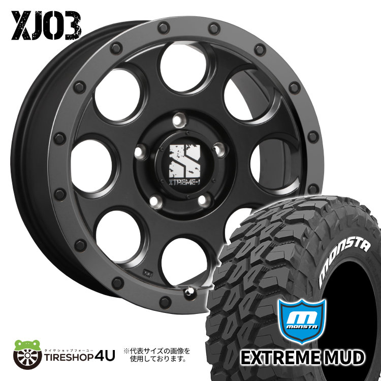 4本セット XTREME J XJ03 17x7.5J 5/127 +40 FBK MONSTA モンスタ エクストリームマッド EX M/T 33x12.50R17 WL ジープ ラングラー JL JK :XJ03 1775 5H127 40 FBK EXTREMEMUD 33125017 2:TIRE SHOP 4U 4号店