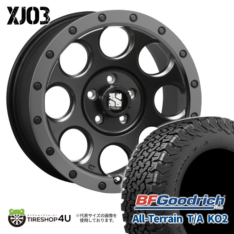 4本セット XTREME J XJ03 16x7.0J 5/114.3 +35 FBK BFGoodrich All Terrain T/A KO2 215/65R16 ブラックレター カローラクロス :XJ03 1670 5H114 35 FBK KO2 2156516:TIRE SHOP 4U 4号店