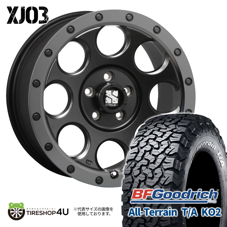 4本セット XTREME J XJ03 16x7.0J 5/114.3 +35 FBK BFGoodrich All Terrain T/A KO2 215/70R16 ホワイトレター デリカD5 フォレスター :XJ03 1670 5H114 35 FBK KO2 2157016:TIRE SHOP 4U 4号店