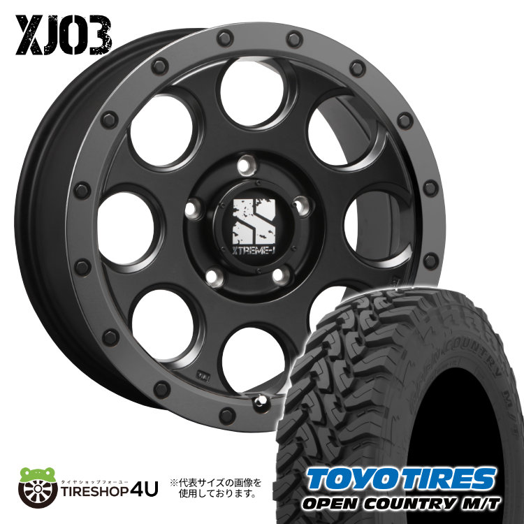 4本セット XTREME J XJ03 17x7.5J 5/127 +40 FBK TOYO OPEN COUNTRY M/T 265/70R17 ブラックレター ジープ ラングラー JL JK :XJ03 1775 5H127 40 FBK OPEN MT 2657017:TIRE SHOP 4U 4号店