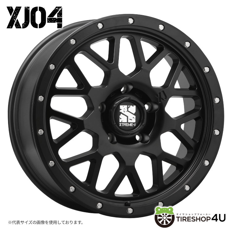 エクストリームJ XJ04 ブリヂストン　DUELER A/T 001 4本 XTREME-J XJ04 14x4.5J 4/100 ET43 グロスブラックマシーン/スモーク