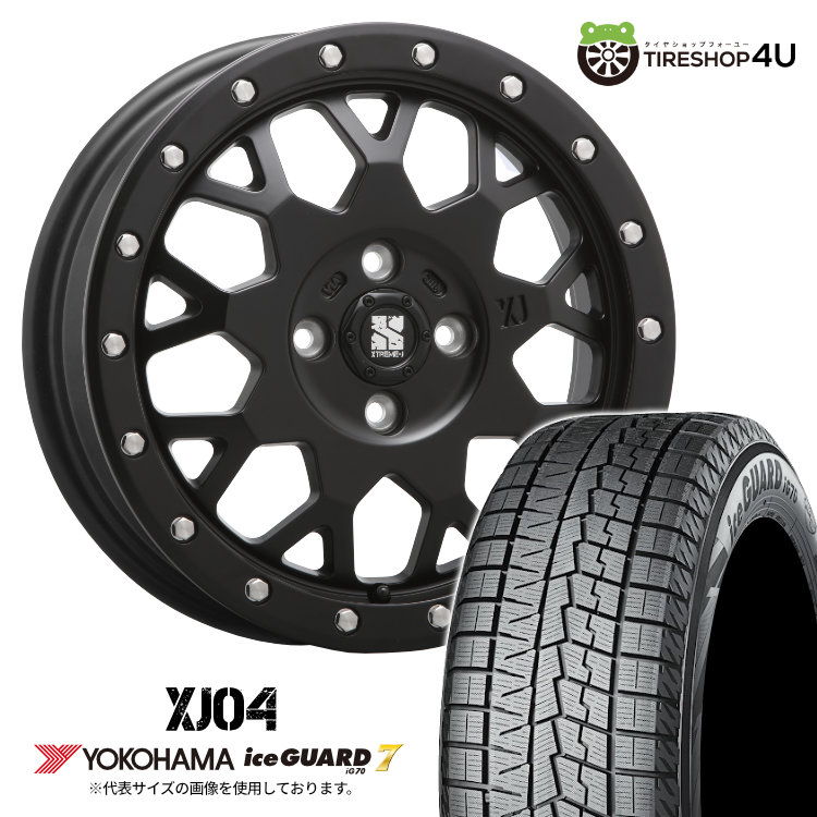 2024〜2025年製 スタッドレス4本セット XTREME-J XJ04 14x4.5J 4/100+43 SBK YOKOHAMA iceGUARD7 iG70 155/65R14 ウェイク N-BOX ラパン