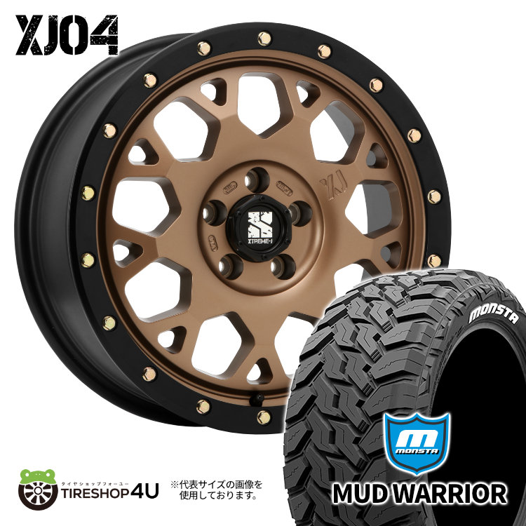 4本セット XTREME J XJ04 16x8.0J 5/114.3 +18 MBR MONSTA MUD WARRIOR M/T 215/70R16 ホワイトレター デリカD5 オーバーフェンダー RAV4 :MONSTA21570R16 021:TIRE SHOP 4U 4号店