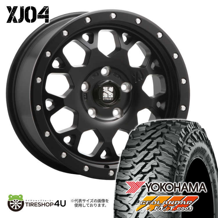 4本セット XTREME-J XJ04 18x8.0J 5/127 +35 SBK YOKOHAMA GEOLANDAR M/T G003 285/65R18 ブラックレター ジープ ラングラー JL JK