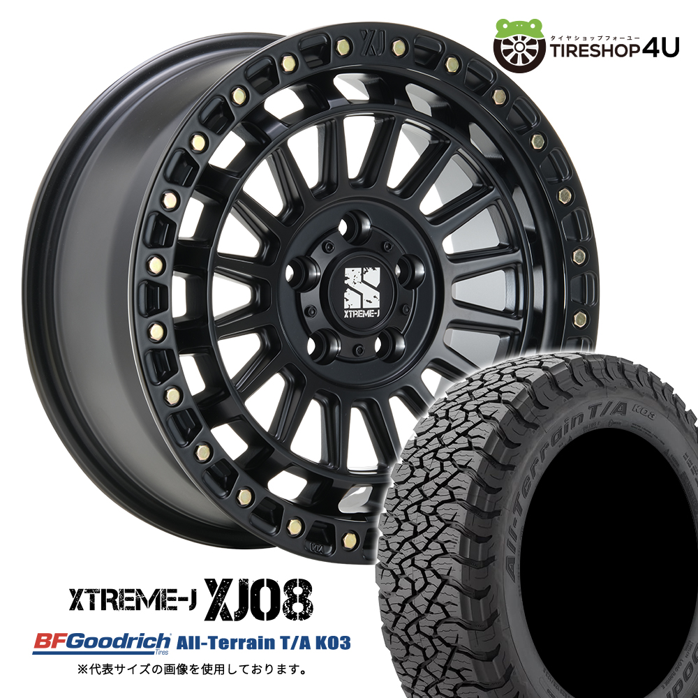 4本仕かける XTREME-J XJ08 18x8.0J 5/127+45 SBK BFGoodrich All-Terrain T/A KO3 265/60R18 黒いこと水茎の跡 ラングラー 地べたチェロキー