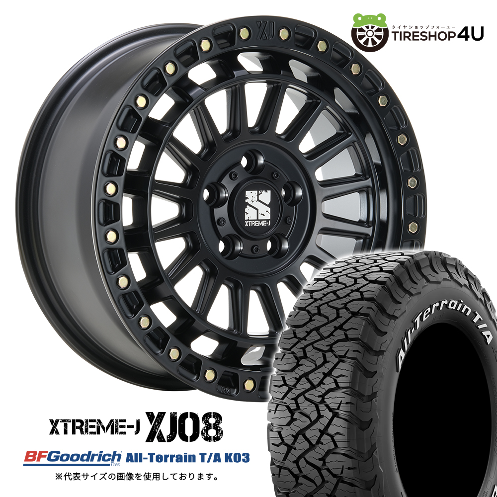 4本セット XTREME-J XJ08 17x7.5J 5/127+40 SBK BFGoodrich All-Terrain T/A KO3 275/65R17 ホワイトレター ジープ JEEP ラングラー JK JL
