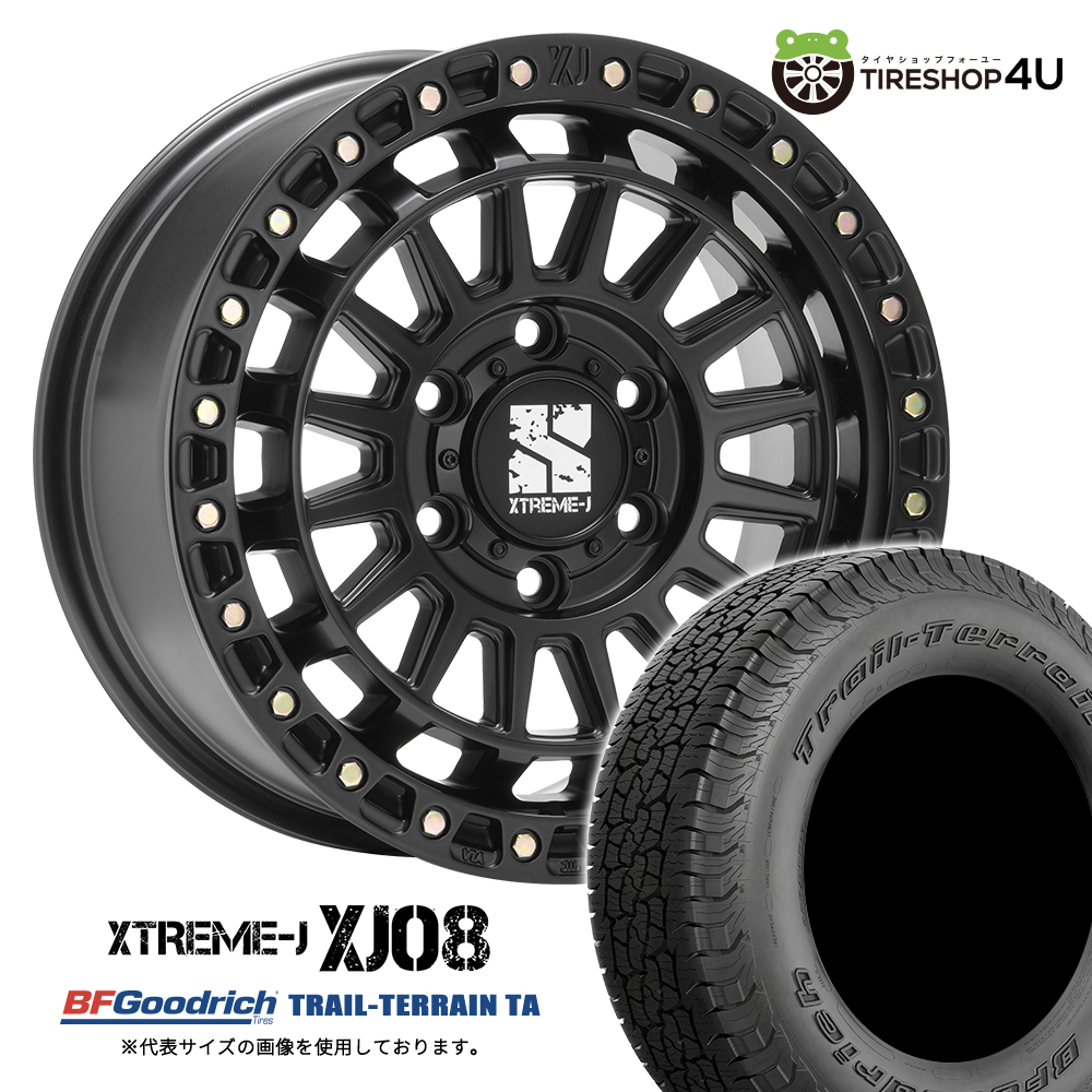 4本仕掛ける XTREME-J XJ08 18x8.0J 6/139.7+50 SBK BFGoodrich TRAIL-TERRAIN T/A 285/60R18 黒いこと雁の使い ランクル300系 250系 カスタム 車、バイク、自転車-タイヤ、ホイール