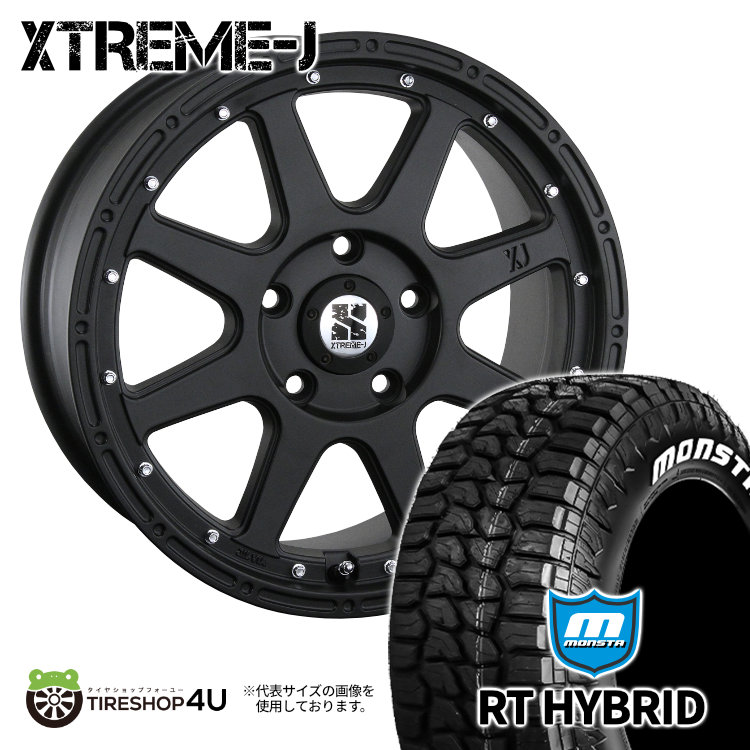 4本セット XTREME J 17x7.5J 5/127 +40 FBK MONSTA RT HYBRID R/T 265/70R17 ホワイトレター ジープ ラングラー :XJ 1775 5H127 40 FB RTHYBRID 2657017:TIRE SHOP 4U 4号店