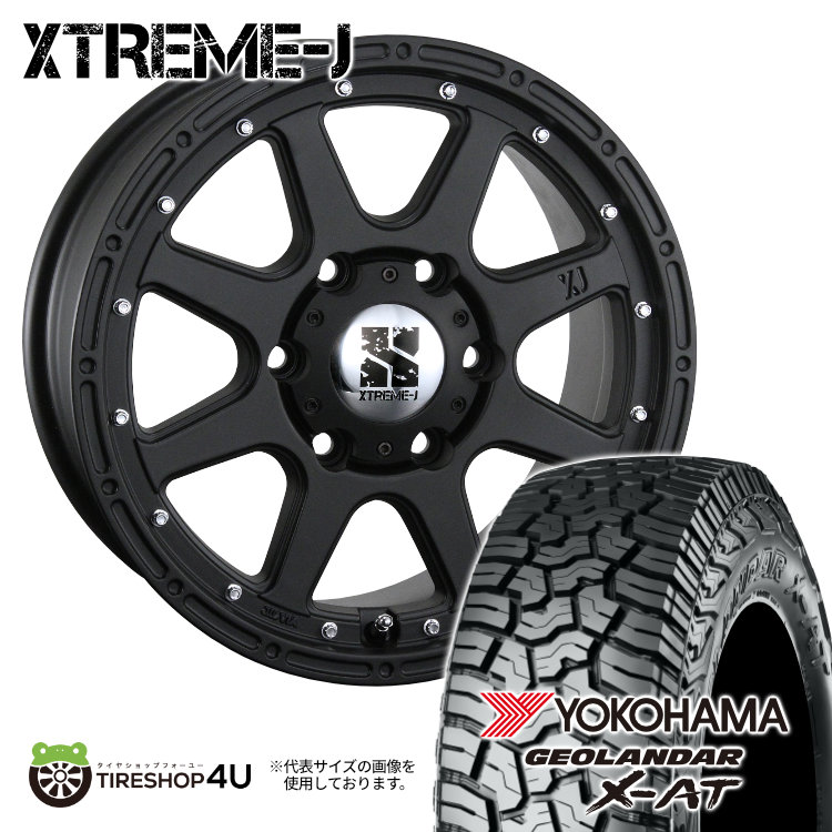 4本セット XTREME J 17x7.5J 6/139.7 +25 FBK YOKOHAMA GEOLANDAR X AT G016 265/65R17 ブラックレター プラド ハイラックス :XJ 1775 6H139 25 FB G016 2656517:TIRE SHOP 4U 4号店