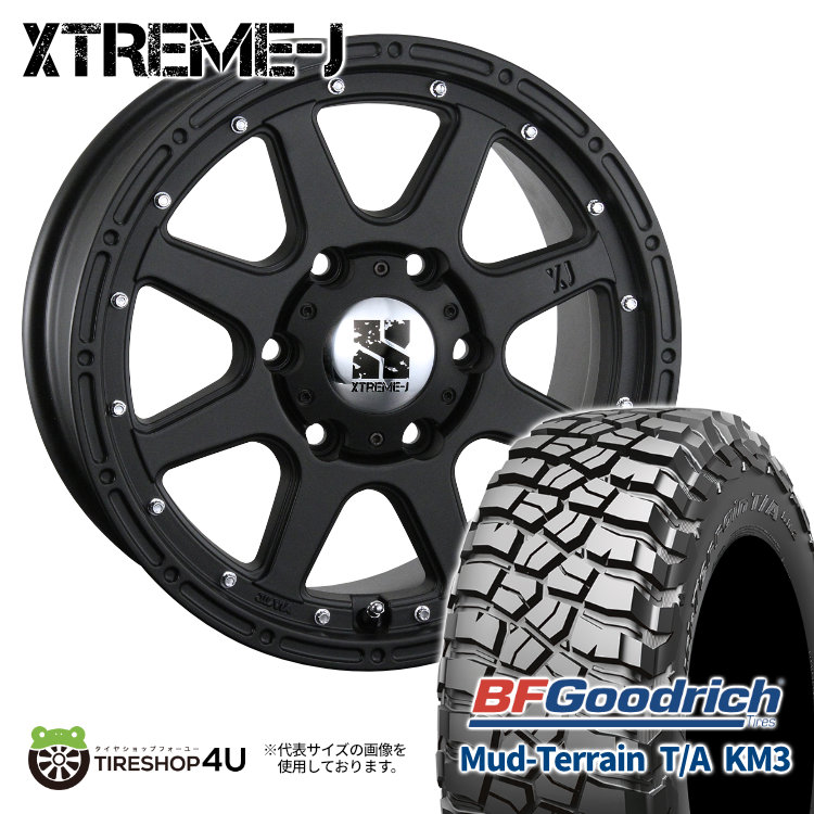 4本セット XTREME J 17x7.5J 6/139.7 +25 FBK BFGoodrich Mud Terrain T/A KM3 265/65R17 ブラックレター プラド ハイラックス :XJ 1775 6H139 25 FB KM3 2656517:TIRE SHOP 4U 4号店