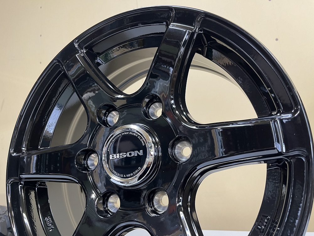 BISON BN01中古アルミホイール キャラバン メタリックブラック 4枚 screate_hsbi156044697