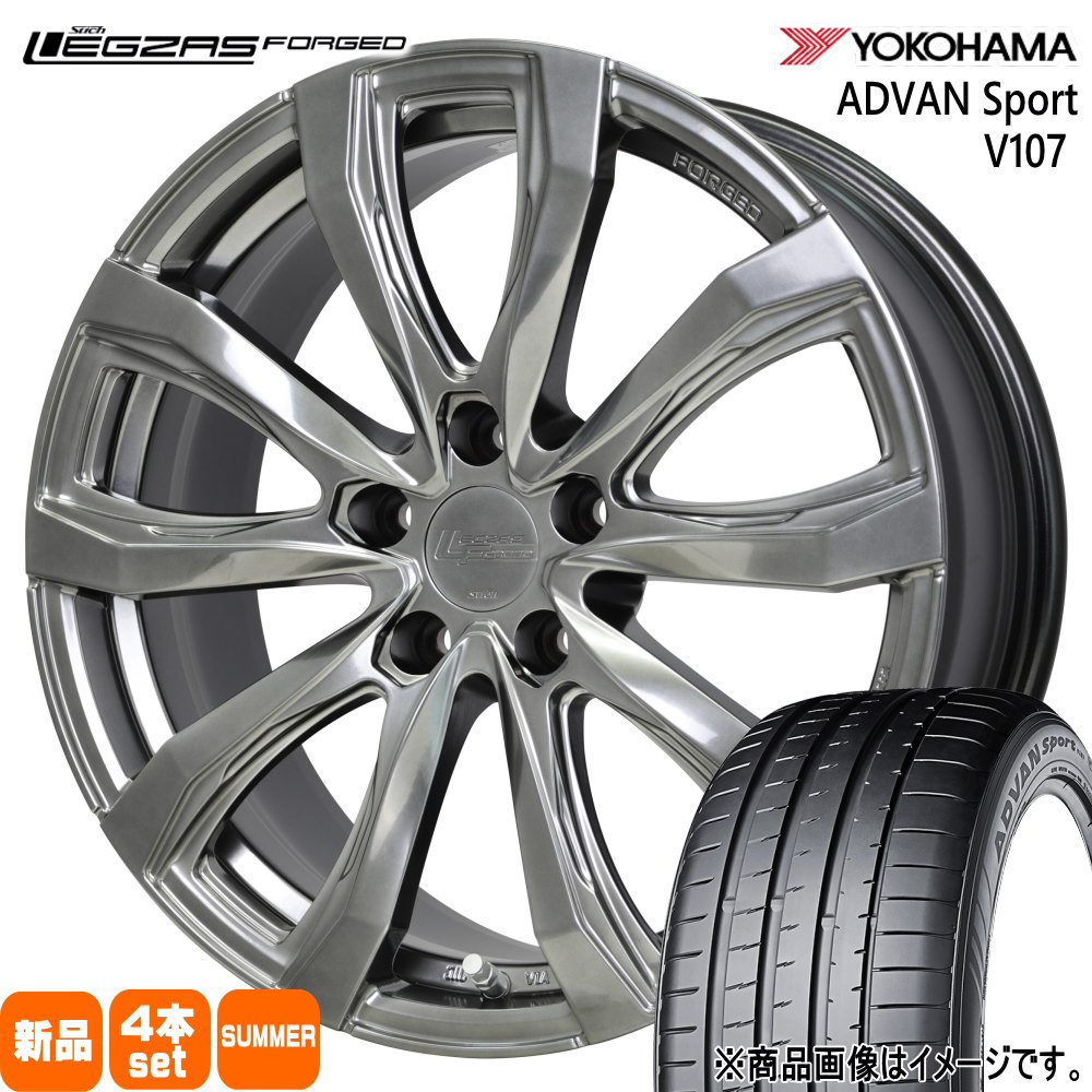 245/45R19 102Y XL ヨコハマ ADVAN Sport V107 夏用 サマータイヤ LEGZAS FORGED FS-01 トヨタ専用 30系 アルファード ヴェルファイア  19インチ