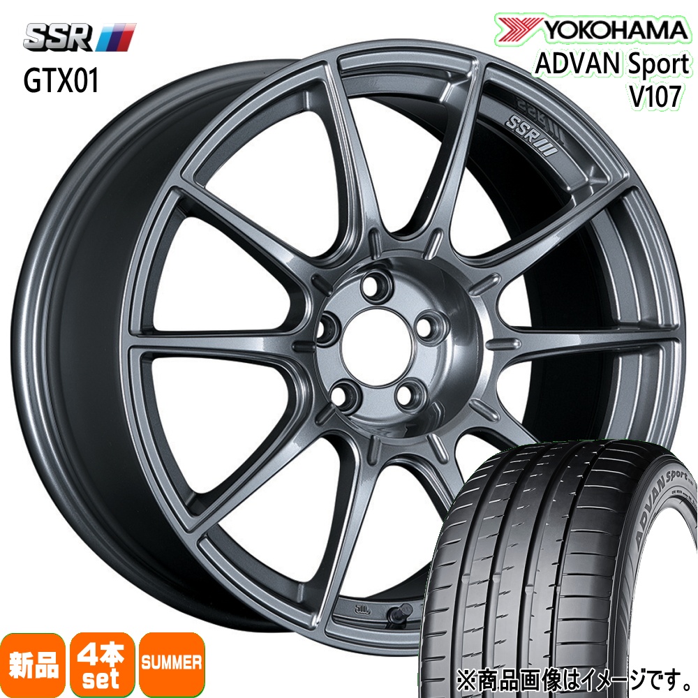 ADVAN ヨコハマ Sport 225/40R18 夏タイヤ SSR GTX01 7.5J 5穴 5/100 