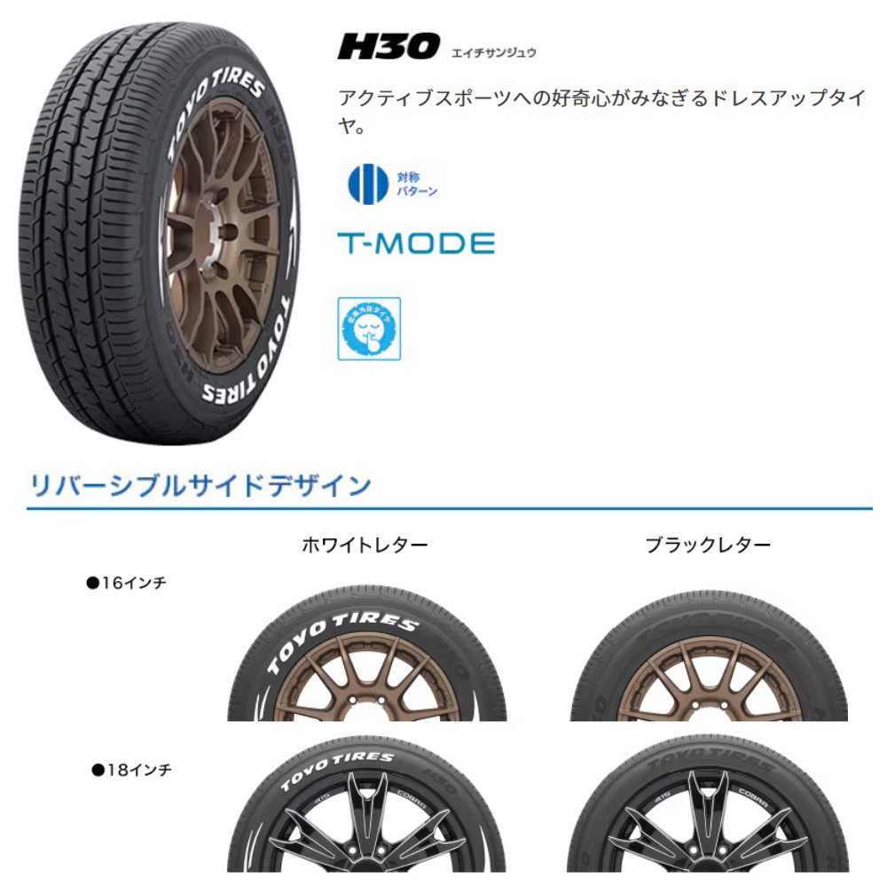 215/65R16 109/107R LT トーヨータイヤ H30 夏用 サマータイヤ BARKLEY HARDLOCK RIZARD キャラバン 専用の画像