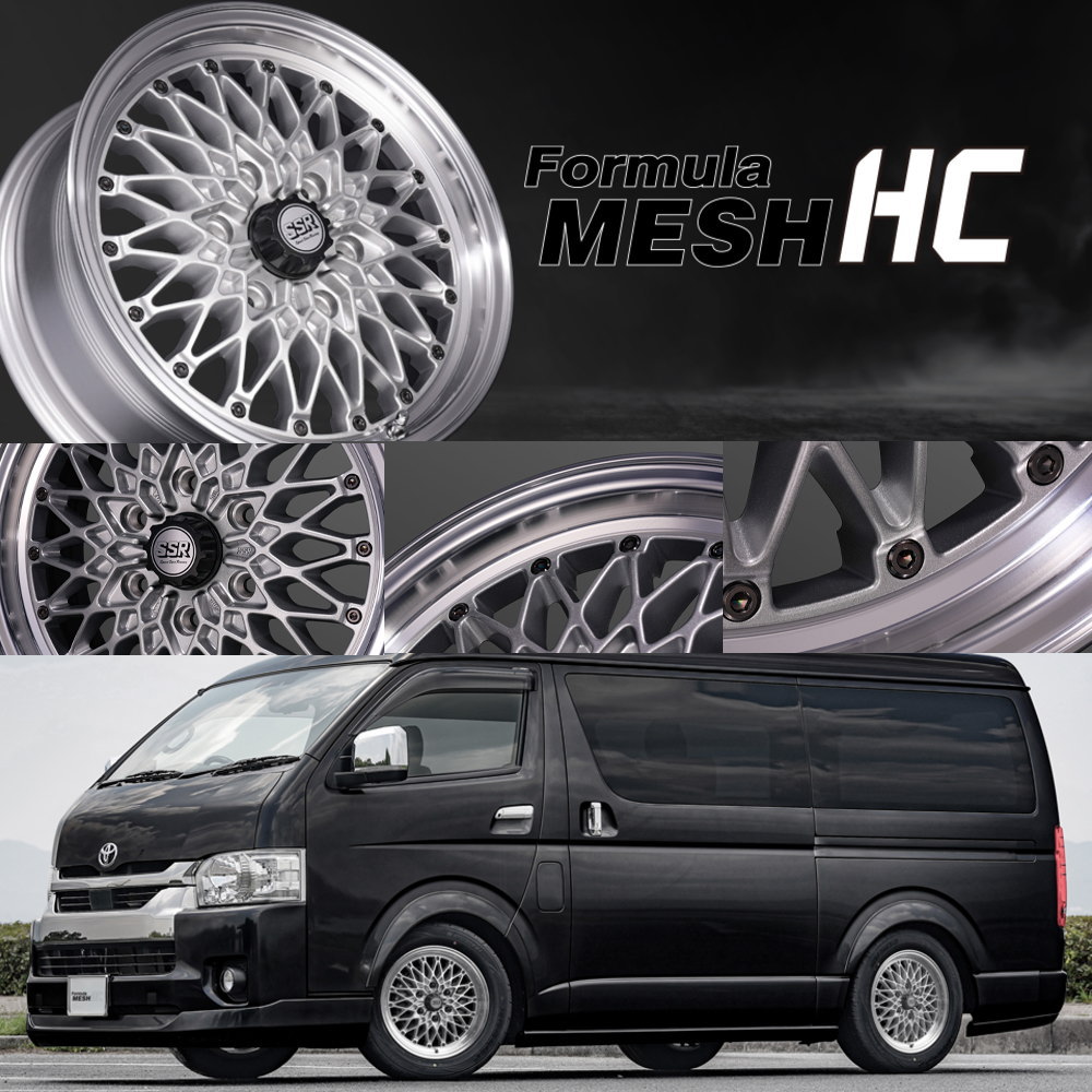 215/60R17 109/107S LT ヨコハマ PARADA PA03 夏用 サマータイヤ Formula MESH HC 200系 ハイエース 専用の画像