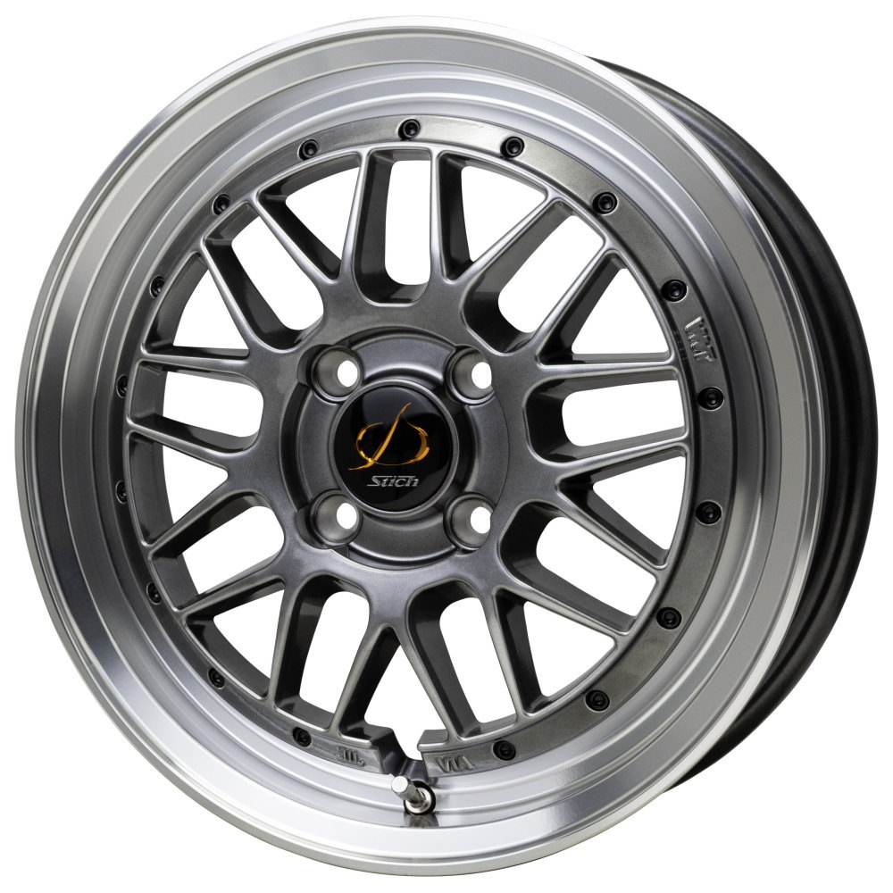 15× 5.5J +43 4/100 Stich Mesh RM  新品 ホイールのみ 4本セット 15インチ コンパクトカー アクア タンク デミオ ノート フィットの画像