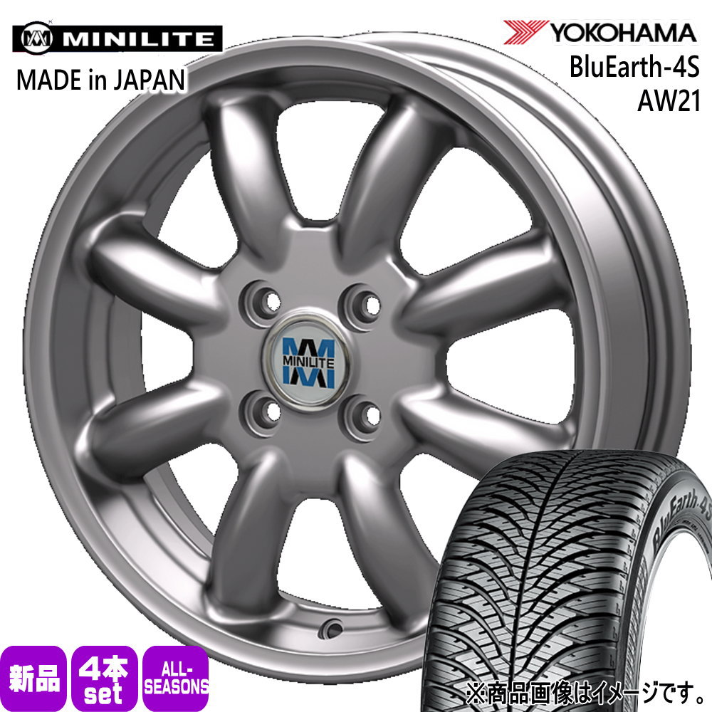 175/65R15 84H ヨコハマ BluEarth-4S AW21 夏冬兼用 オールシーズンタイヤ MINILITE スズキ イグニス クロスビー 15インチ