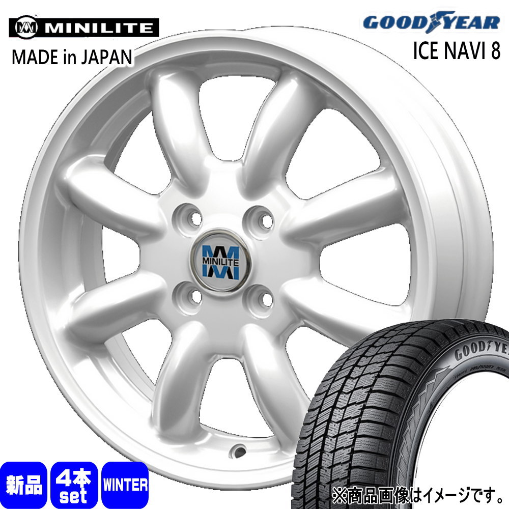 175/65R15 84Q グッドイヤー ICE NAVI 8 冬用 スタッドレスタイヤ MINILITE スズキ イグニス クロスビー 15インチ
