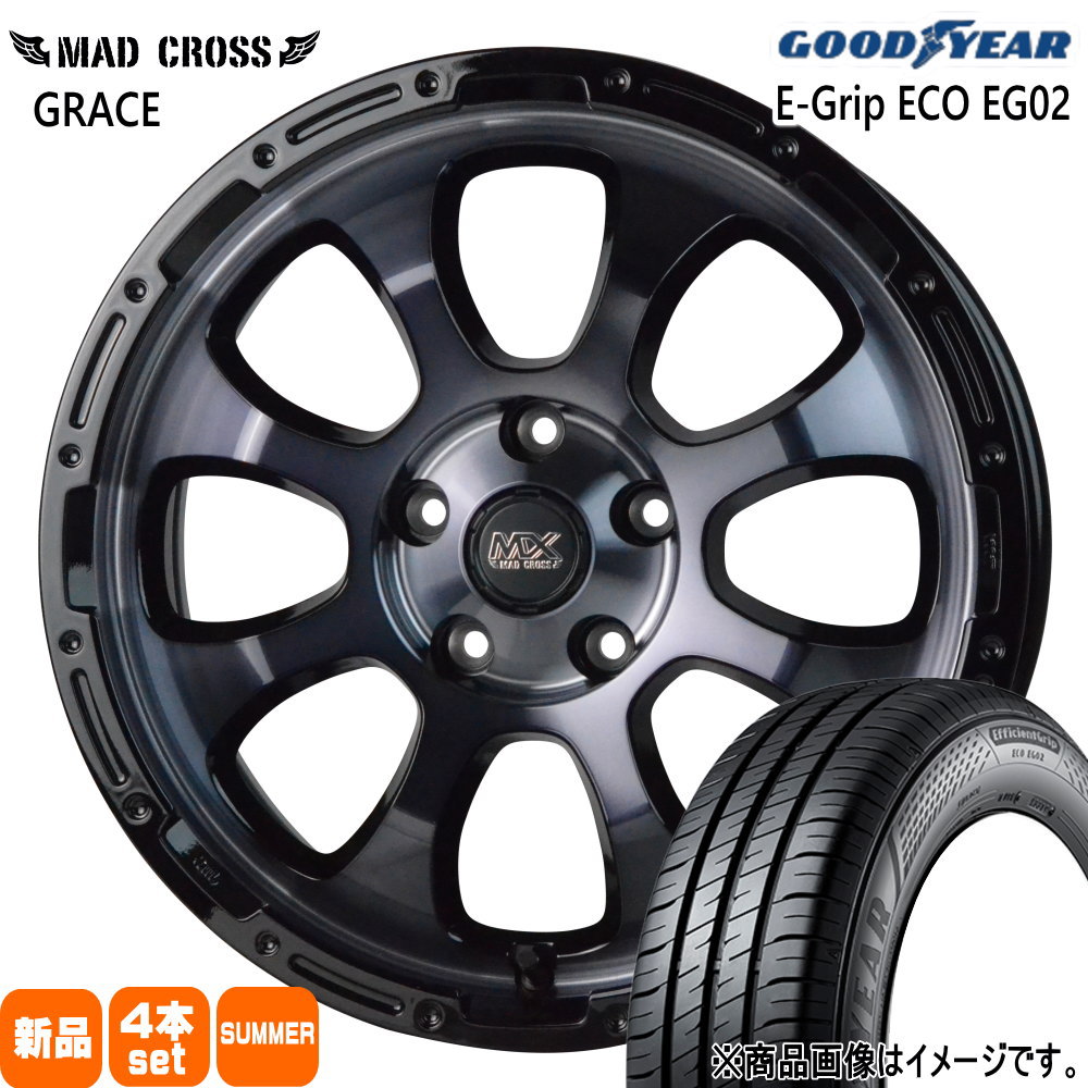 グッドイヤー - 205/60R16 92H EfficientGrip ECO EG02 夏用 朱夏タイア MAD CROSS GRACE トヨタ 90系 ノア ヴォクシー/日産 ジューク 16in 夏タイヤ、ホイールセット-タイヤ、ホイール-車、バイク、自転車