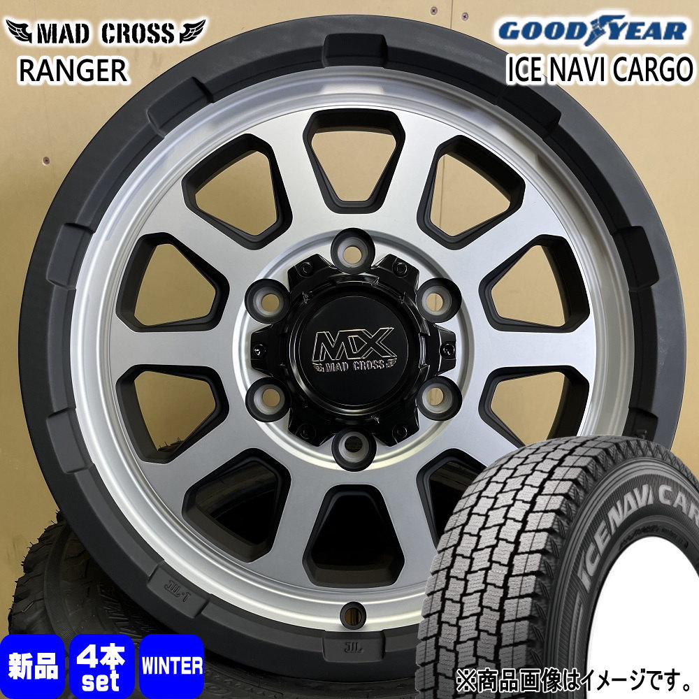 195/80R15 107/105L LT グッドイヤー ICE NAVI CARGO 冬用 スタッドレスタイヤ MAD CROSS RANGER 200系 ハイエース 専用