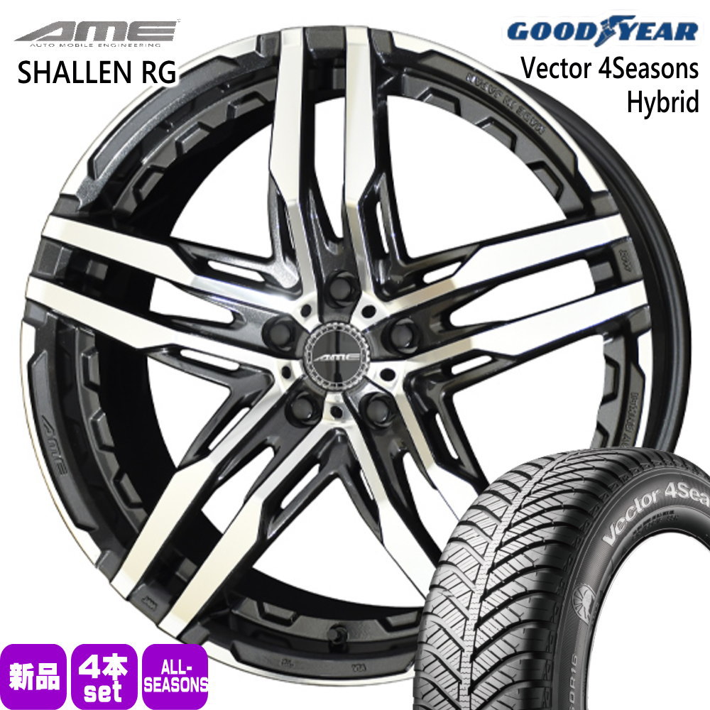 215/45R18 89H グッドイヤー Vector 4Seasons Hybrid 夏冬兼用 オールシーズンタイヤ AME SHALLEN RG 90系 ノア ヴォクシー SAI プリウスα 18インチ