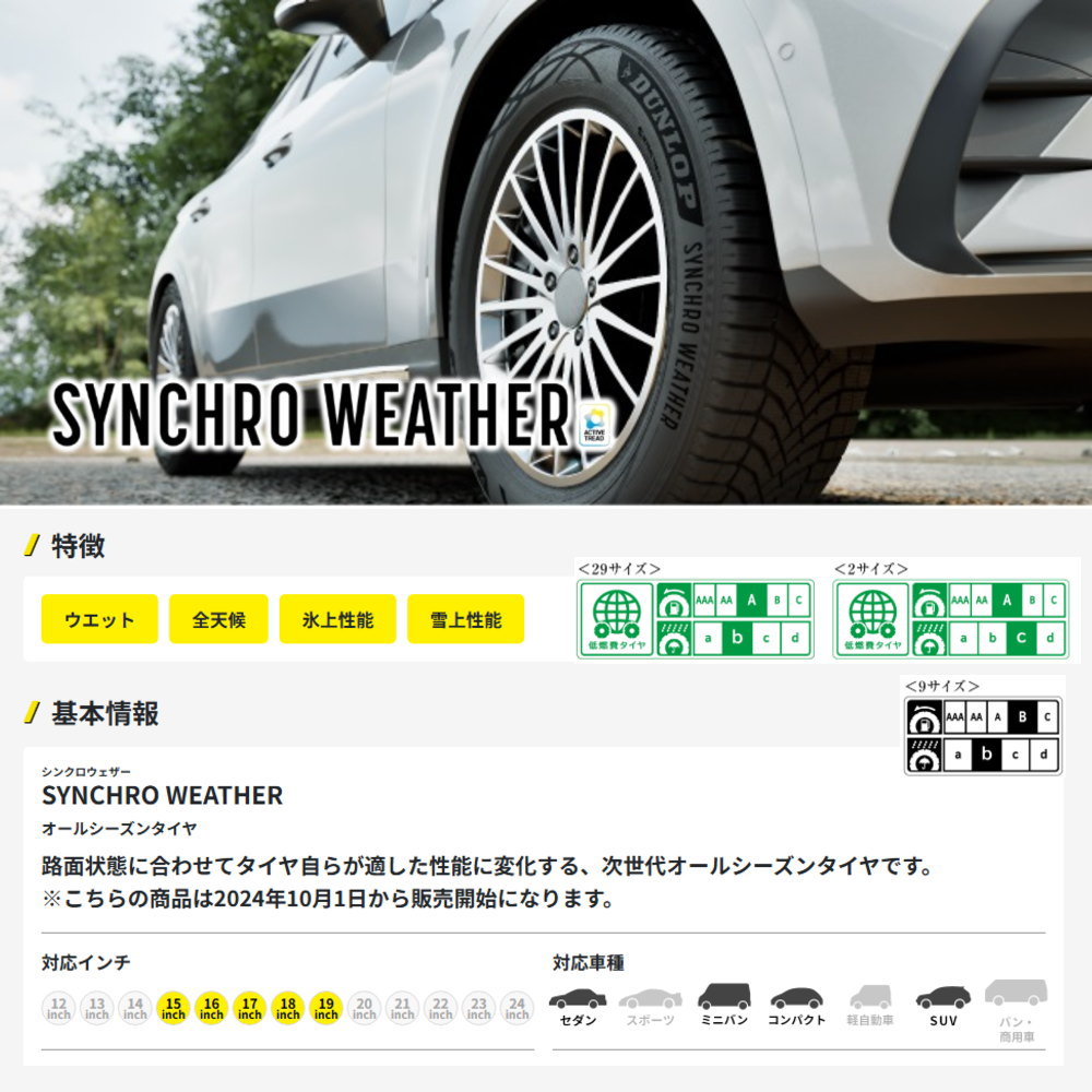 新品 4本 ダンロップ シンクロウェザー 235/50R19 103V XL 19インチ 夏冬兼用 オールシーズンタイヤ DUNLOP | ALL SEASON MAXX | 02